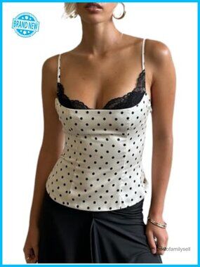 Women Lace Trim Tank Top Adjustable Strap Corset Going Out Top